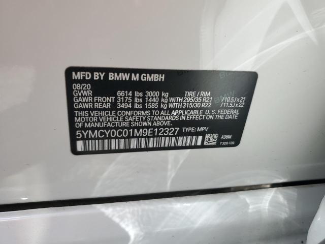 5YMCY0C01M9E12327 - 2021 BMW X6 M WHITE photo 12