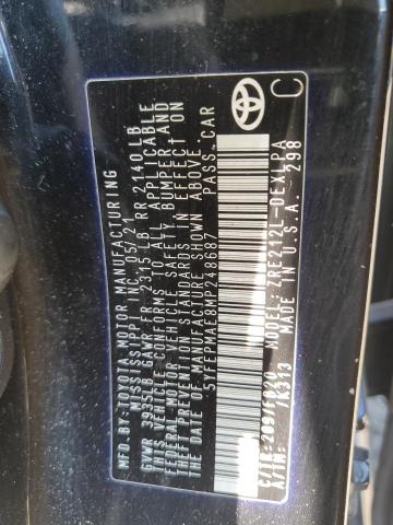 5YFEPMAE8MP248687 - 2021 TOYOTA COROLLA LE BLACK photo 12