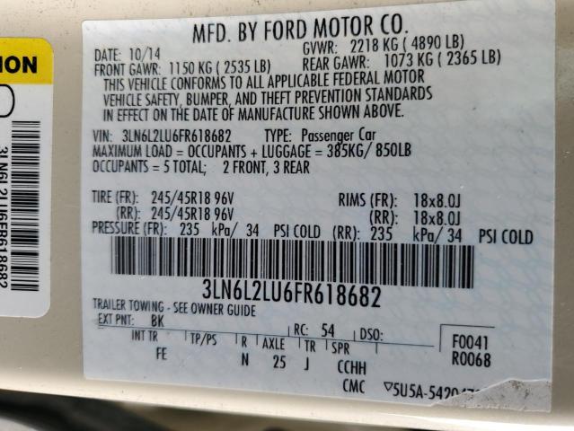 3LN6L2LU6FR618682 - 2015 LINCOLN MKZ HYBRID CREAM photo 12