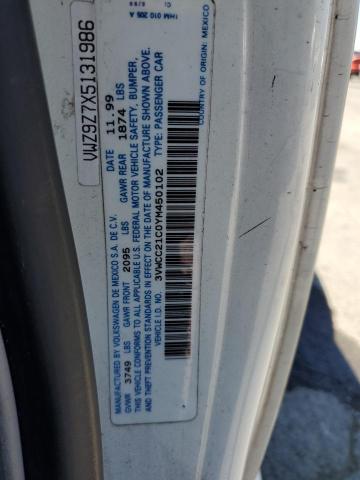 3VWCC21C0YM450102 - 2000 VOLKSWAGEN NEW BEETLE GLS Beyaz fotoğraf 12