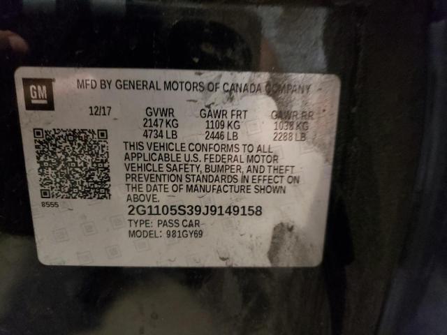 2G1105S39J9149158 - 2018 CHEVROLET IMPALA LT BLACK photo 12