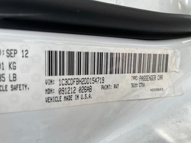 1C3CDFBH2DD154719 - 2013 DODGE DART SXT WHITE photo 10