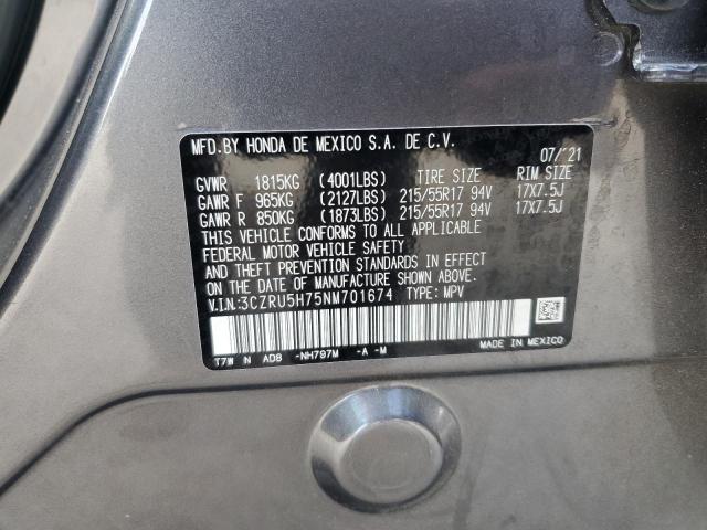 3CZRU5H75NM701674 - 2022 HONDA HR-V EXL GRAY photo 14