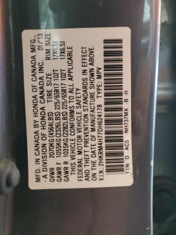 2HKRM4H77DH624178 - 2013 HONDA CR-V EXL GRAY photo 13