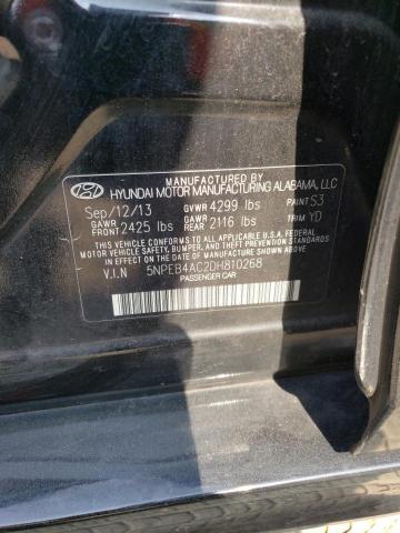 5NPEB4AC2DH810268 - 2013 HYUNDAI SONATA GLS BLACK photo 12