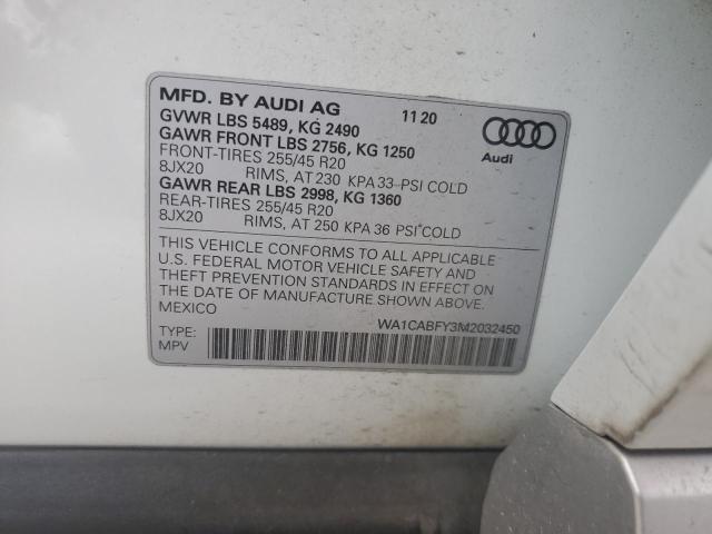 WA1CABFY3M2032450 - 2021 AUDI Q5 PRESTIGE WHITE photo 14