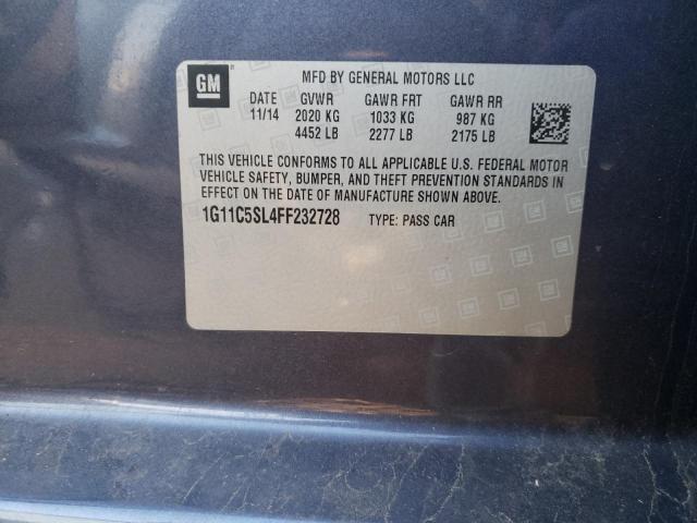 1G11C5SL4FF232728 - 2015 CHEVROLET MALIBU 1LT BLUE photo 10