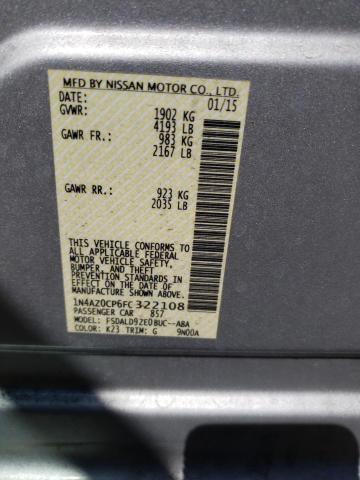 1N4AZ0CP6FC322108 - 2015 NISSAN LEAF S SILVER photo 12