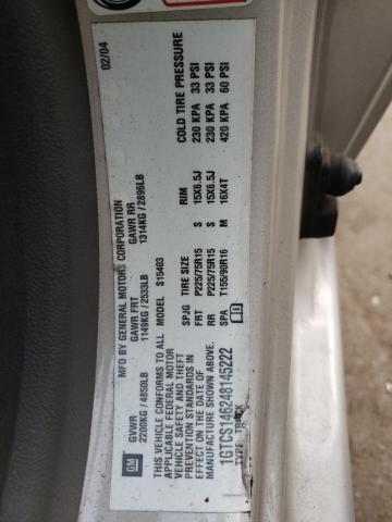 1GTCS146248145222 - 2004 GMC CANYON SILVER photo 12