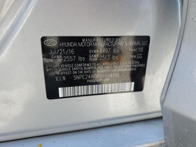 5NPE24AF9HH474456 - 2017 HYUNDAI SONATA SE SILVER photo 12