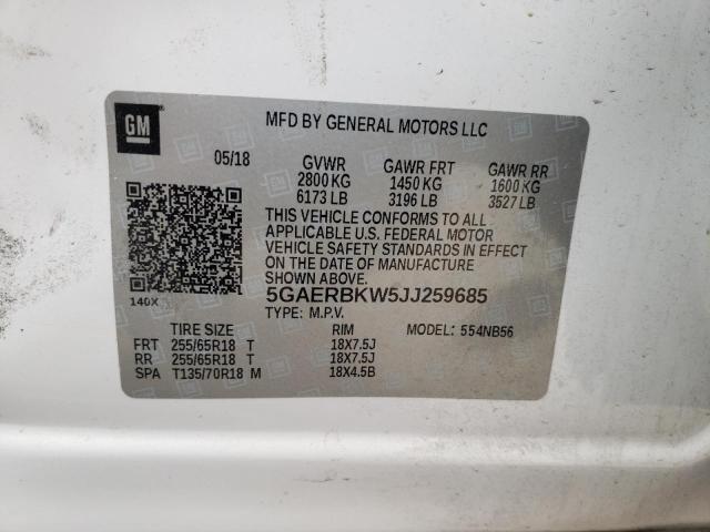 5GAERBKW5JJ259685 - 2018 BUICK ENCLAVE ESSENCE თეთრი ფოტო 13