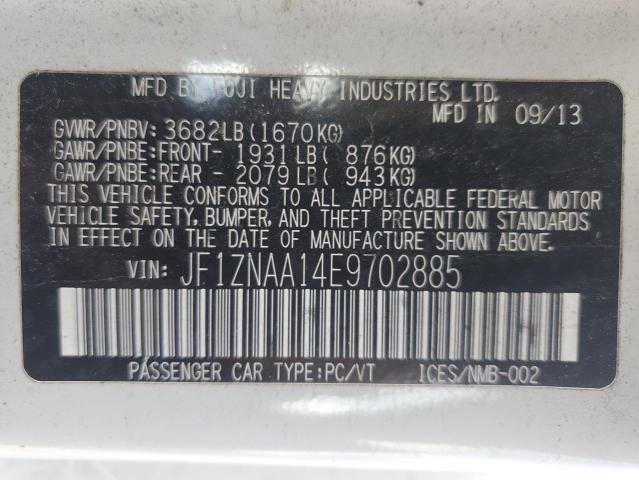 JF1ZNAA14E9702885 - 2014 TOYOTA SCION FR-S WHITE photo 12