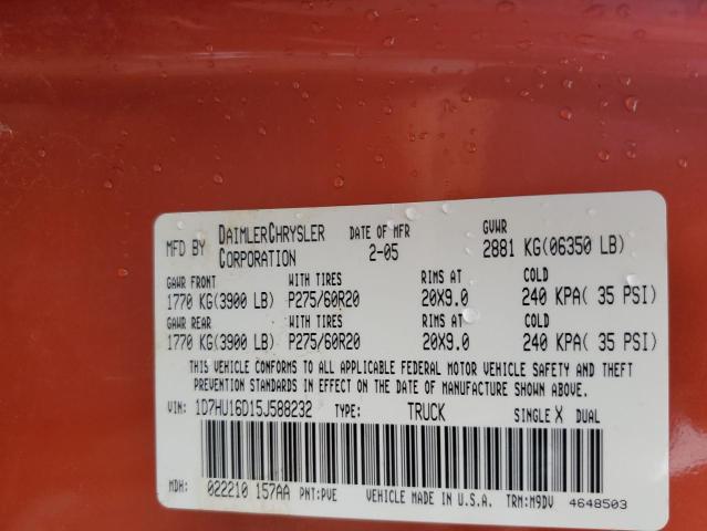 1D7HU16D15J588232 - 2005 DODGE RAM 1500 ST ORANGE photo 13