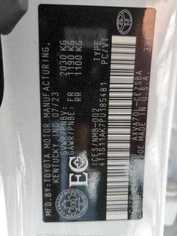 4T1S11AK7PU185481 - 2023 TOYOTA CAMRY SE NIGHT SHADE WHITE photo 13