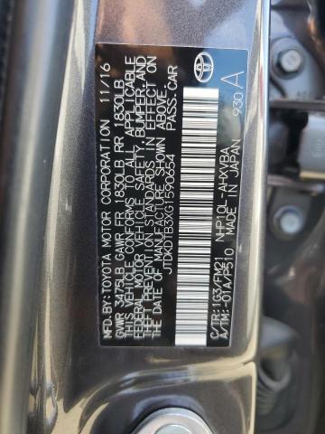 JTDKDTB3XG1590654 - 2016 TOYOTA PRIUS C GRAY photo 13