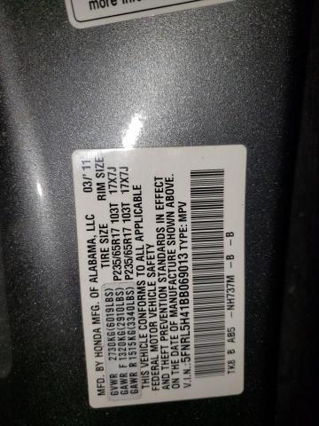 5FNRL5H41BB069013 - 2011 HONDA ODYSSEY EX GRAY photo 13