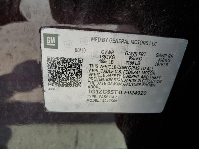 1G1ZG5ST4LF024920 - 2020 CHEVROLET MALIBU RS 紫色 照片 12