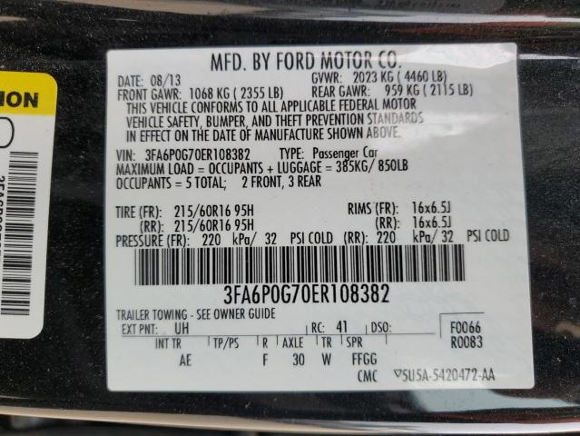 3FA6P0G70ER108382 - 2014 FORD FUSION S GRAY photo 12