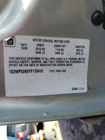 1G2WP52K6YF176419 - 2000 PONTIAC GRAND PRIX GT SILVER photo 10