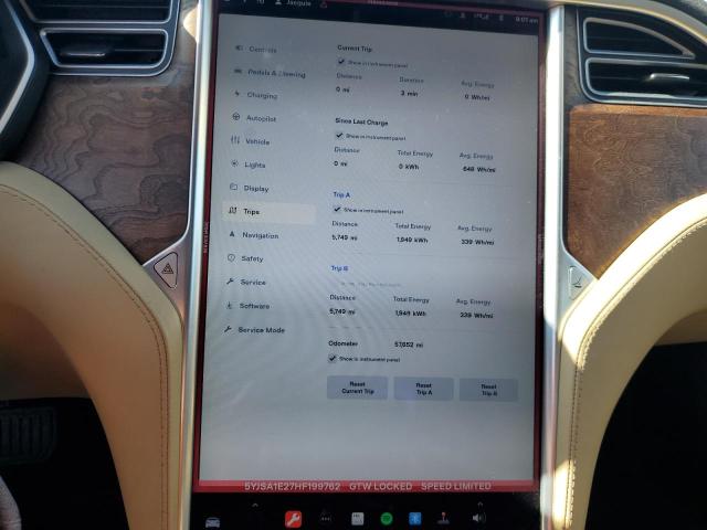 5YJSA1E27HF199762 - 2017 TESLA MODEL S Կարմիր լուսանկար 9