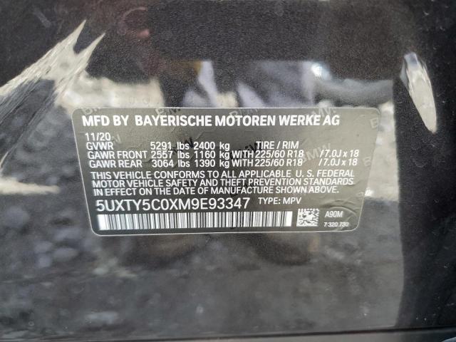 5UXTY5C0XM9E93347 - 2021 BMW X3 XDRIVE30I BLACK photo 12