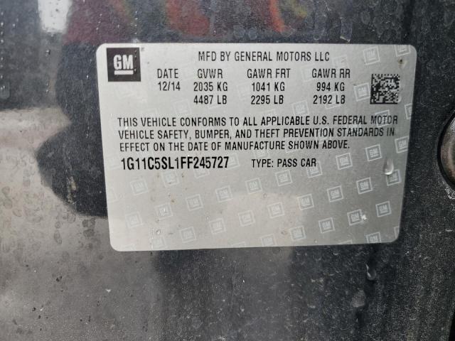 1G11C5SL1FF245727 - 2015 CHEVROLET MALIBU 1LT 黑色 照片 12