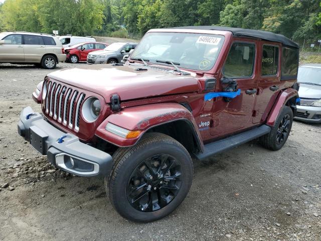 1C4JJXP64NW119694 - 2022 JEEP WRANGLER U SAHARA 4XE BURGUNDY photo 1