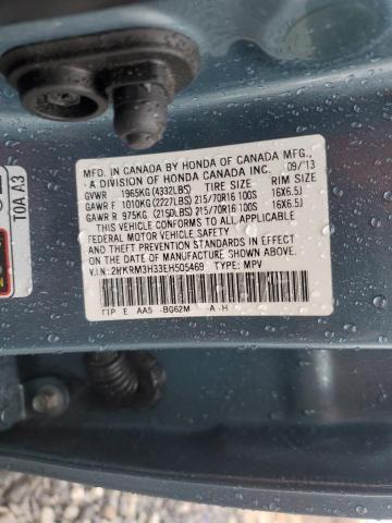 2HKRM3H33EH505469 - 2014 HONDA CR-V LX TEAL photo 12