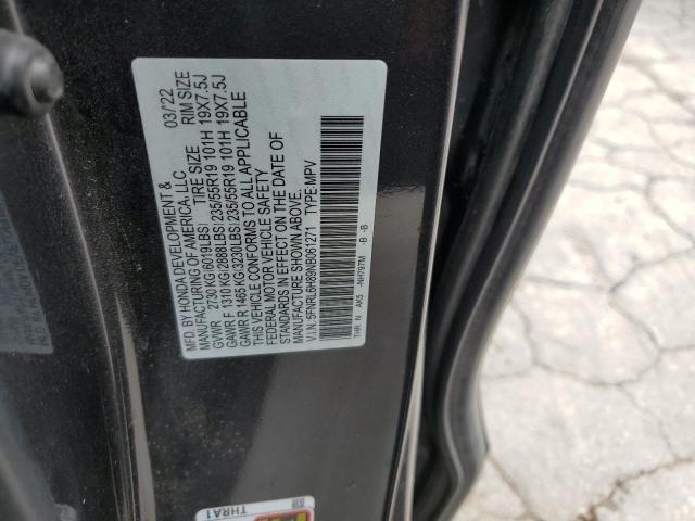 5FNRL6H89NB061271 - 2022 HONDA ODYSSEY TOURING GRAY photo 14