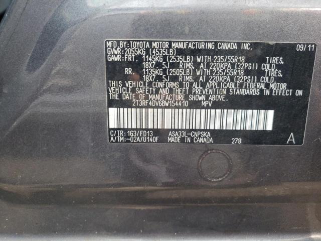 2T3RF4DV6BW154410 - 2011 TOYOTA RAV4 SPORT ნაცრისფერი ფოტო 13