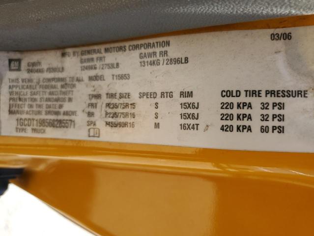 1GCDT198568285571 - 2006 CHEVROLET COLORADO Żółty zdjęcie 12