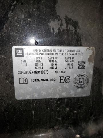 2G4GV5GX4G9138278 - 2016 BUICK REGAL GS შავი ფოტო 10