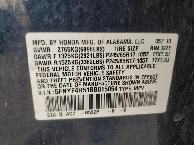 5FNYF4H51BB015054 - 2011 HONDA PILOT EXL BLUE photo 13