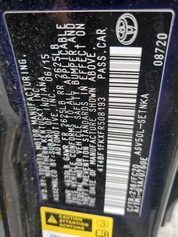 4T4BF1FKXFR508193 - 2015 TOYOTA CAMRY LE BLACK photo 13