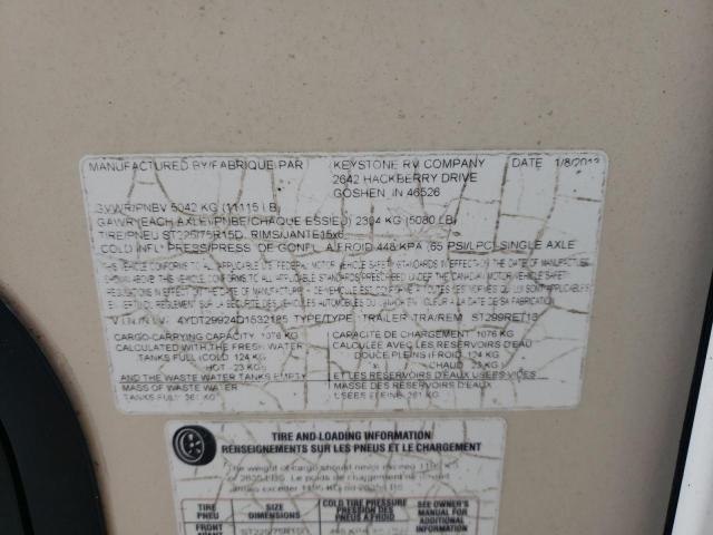 4YDT29924D1532185 - 2013 KEYSTONE SPRINTER CREAM photo 10