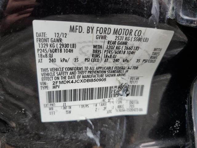 2FMDK4JCXDBB50905 - 2013 FORD EDGE SEL BLACK photo 13