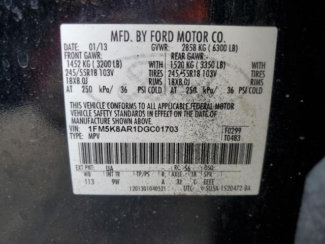 1FM5K8AR1DGC01703 - 2013 FORD EXPLORER POLICE INTERCEPTOR 黑色 照片 13