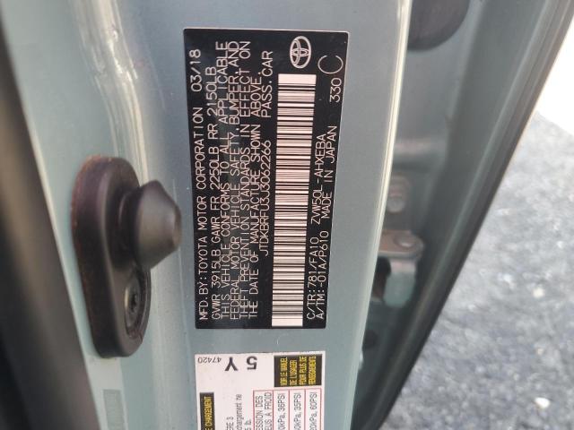 JTDKBRFU3J3062266 - 2018 TOYOTA PRIUS BLUE photo 12