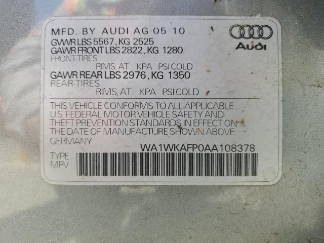 WA1WKAFP0AA108378 - 2010 AUDI Q5 PRESTIGE 银色 照片 13