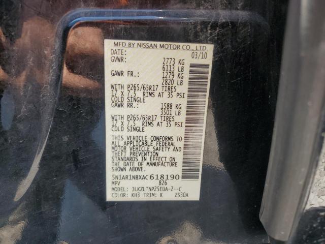 5N1AR1NBXAC618190 - 2010 NISSAN PATHFINDER S BLACK photo 13
