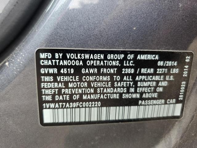1VWAT7A39FC002220 - 2015 VOLKSWAGEN PASSAT S Grau Foto 12