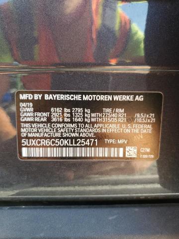 5UXCR6C50KLL25471 - 2019 BMW X5 XDRIVE40I GRAY photo 14