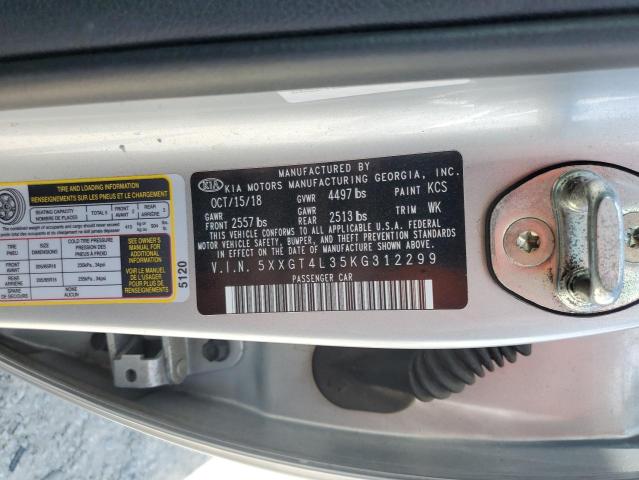 5XXGT4L35KG312299 - 2019 KIA OPTIMA LX 银色 照片 12