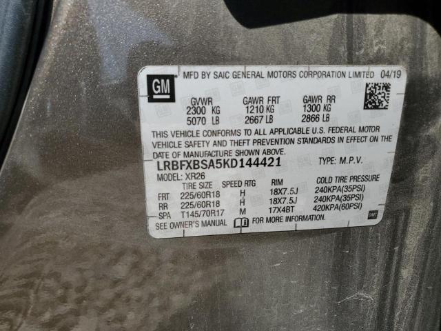 LRBFXBSA5KD144421 - 2019 BUICK ENVISION PREFERRED TAN photo 13