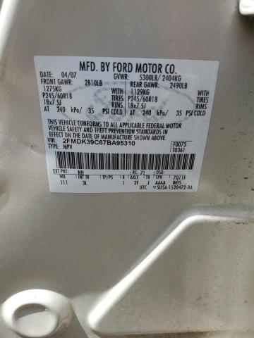 2FMDK39C67BA95310 - 2007 FORD EDGE SEL PLUS BEIGE photo 14