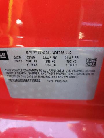 1G1JA5SG0E4118602 - 2014 CHEVROLET SONIC LS RED photo 12