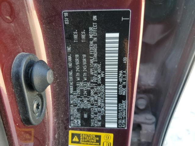 5TDKZRFH1JS258087 - 2018 TOYOTA HIGHLANDER SE MAROON photo 13