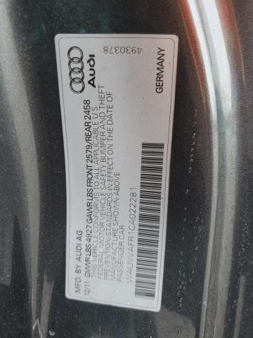 WAUVVAFR1CA022281 - 2012 AUDI S5 PRESTIGE 灰色 照片 12