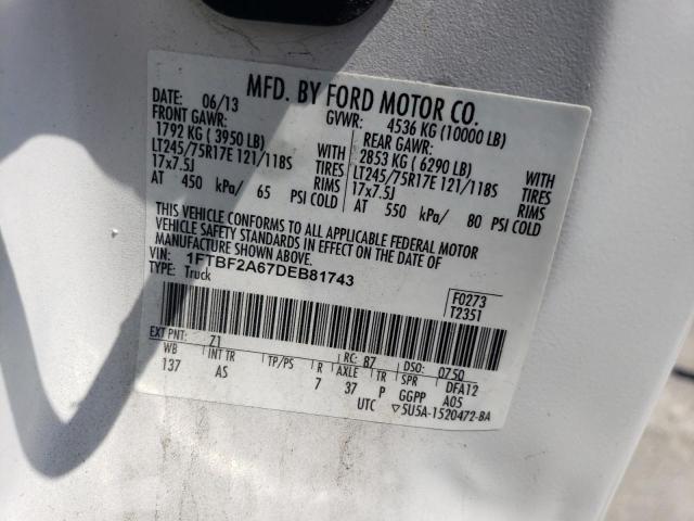 1FTBF2A67DEB81743 - 2013 FORD F250 SUPER DUTY WHITE photo 13