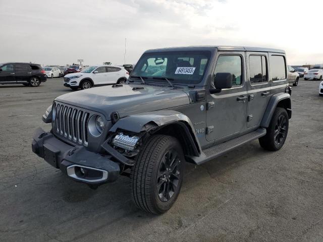 1C4JJXP6XMW734698 - 2021 JEEP WRANGLER U SAHARA 4XE GRAY photo 1